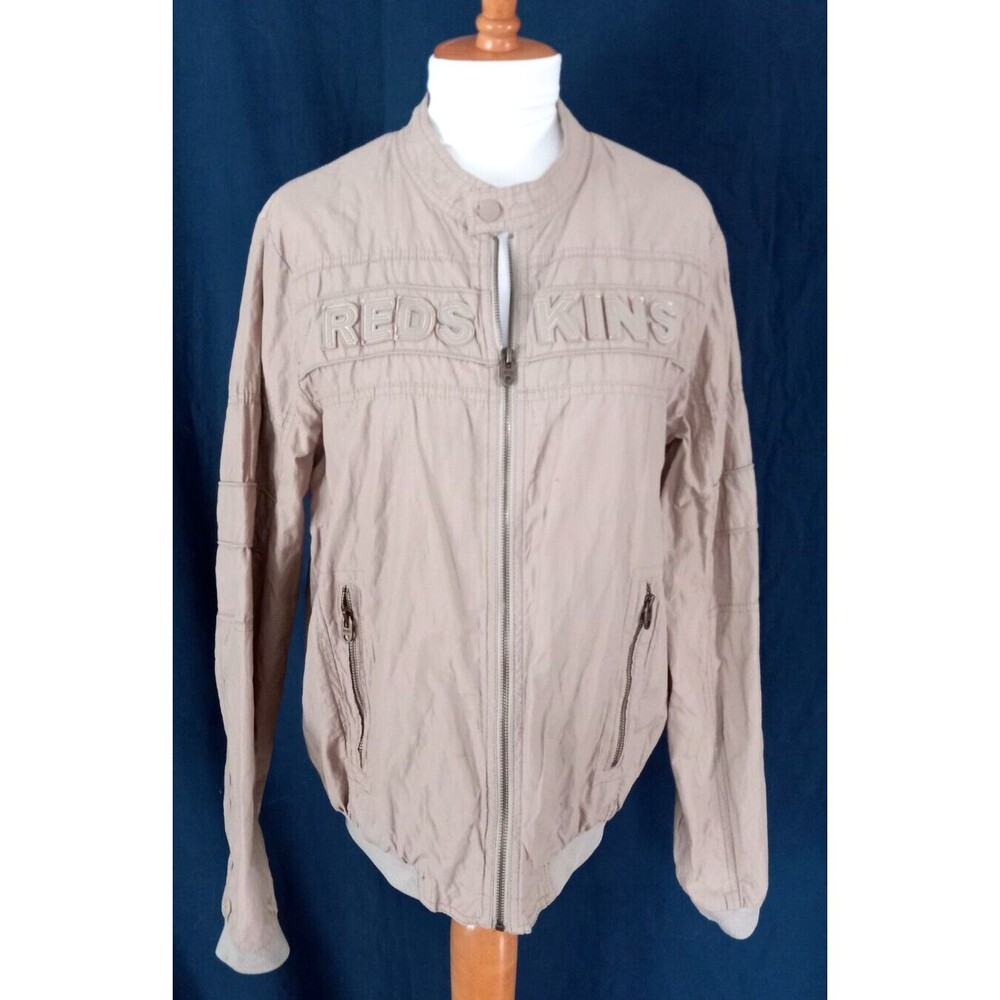 Vintage Redskins Traditional Brand Khaki Zip Jacket Size Large Fits Very Small